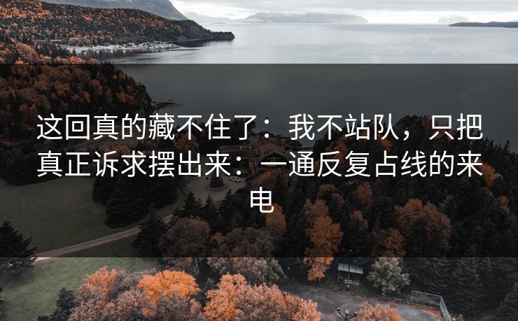 这回真的藏不住了:我不站队,只把真正诉求摆出来:一通反复占线的来电 这回真的藏不住了:我不站队,只把真正诉求摆出来:一通反复占线的来电