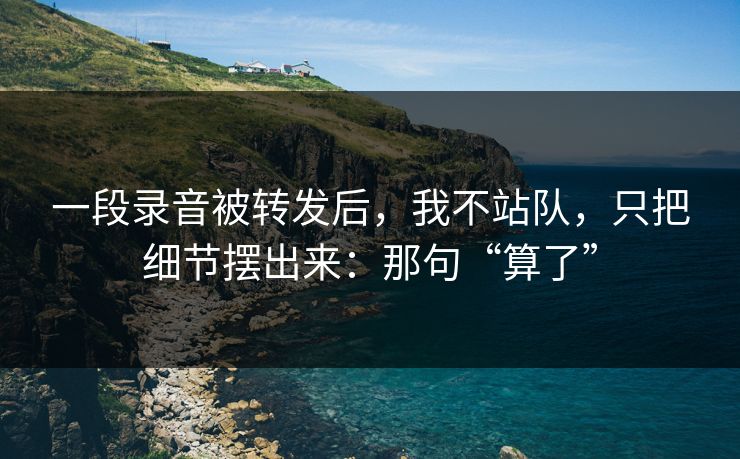 一段录音被转发后，我不站队，只把细节摆出来：那句“算了”