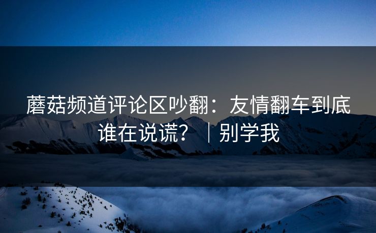 蘑菇频道评论区吵翻：友情翻车到底谁在说谎？｜别学我