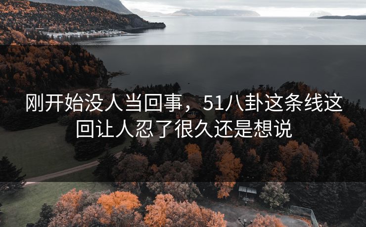 刚开始没人当回事，51八卦这条线这回让人忍了很久还是想说